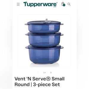 NEW!  Tupperware Vent 'N Serve Small Round, 3 Piece Set